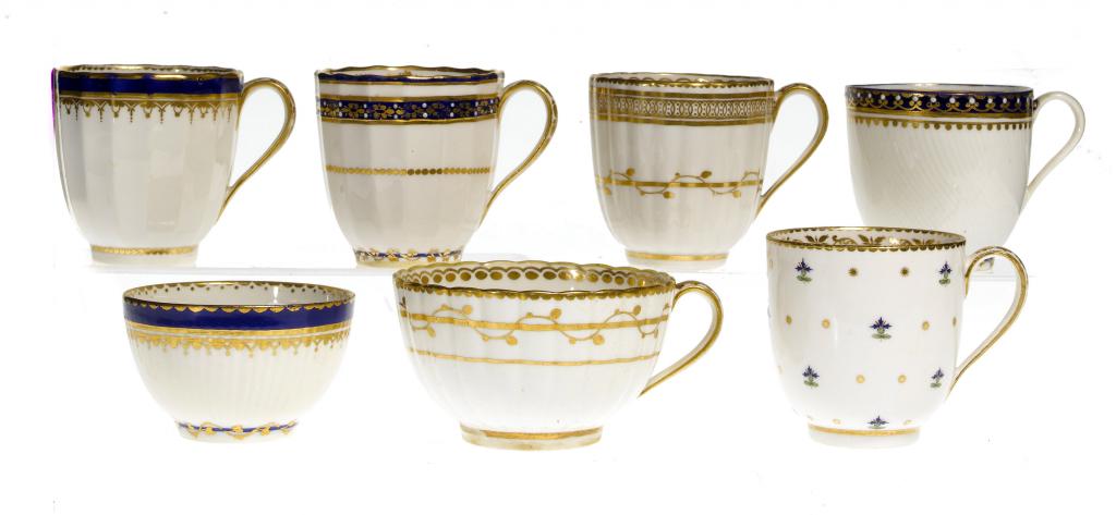 Appraisal: FIVE DERBY COFFEE CUPS A TEA BOWL AND A TEA