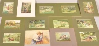 Appraisal: Folio of Various Watercolors by Louis Higginson Artist Folio of