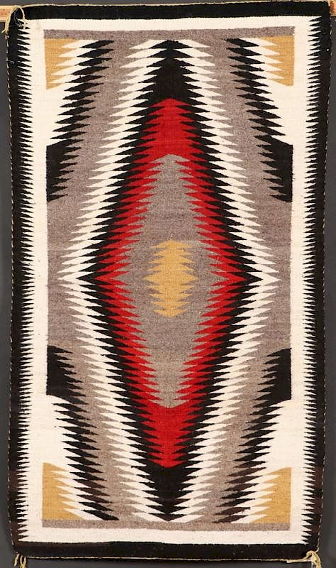 Appraisal: TWO SOUTHWEST NAVAJO HANDWOVEN WOOL RUGS TWO SOUTHWEST NAVAJO HANDWOVEN