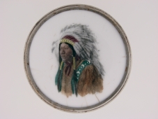 Appraisal: Container for watch movement with porcelain picture of Chief Tishomingo