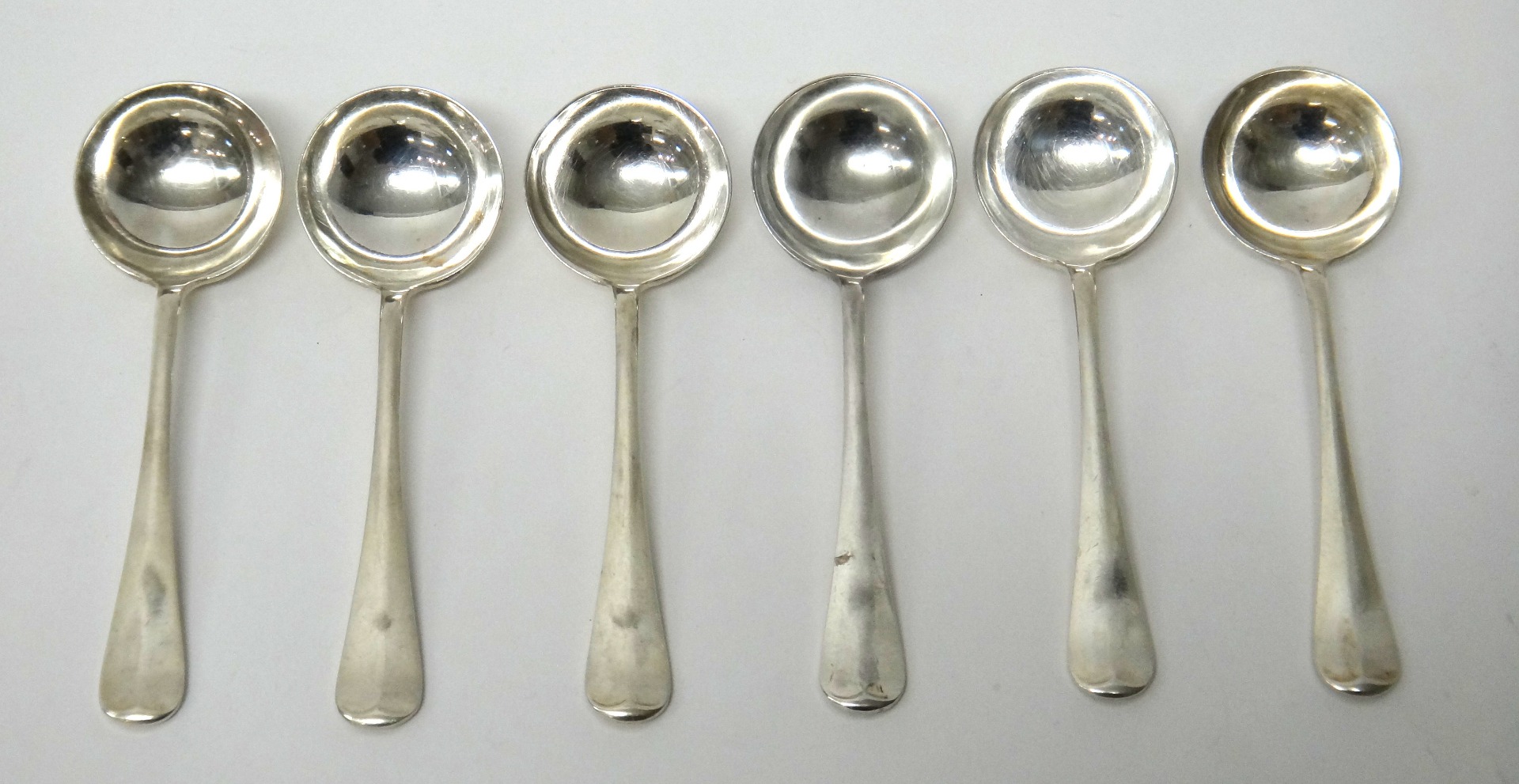 Appraisal: A set of six silver rat tail pattern small soup