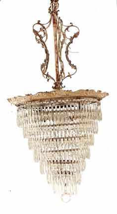 Appraisal: French Empire style chandelier graduated collar configuration hung with prisms