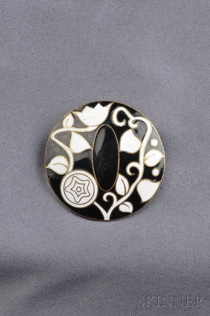 Appraisal: Jugendstil Enamel Brooch Wiener Werkstatte of black and white cloisonne