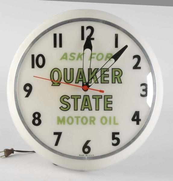 Appraisal: Quaker State Motor Oil Electric Advertising Clock Description Working Condition