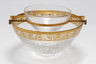 Appraisal: St Louis Thistle Crystal Gilt Caviar Set St Louis crystal