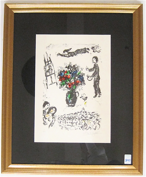 Appraisal: AFTER MARC CHAGALL COLOR LITHOGRAPH - titled Bouquet Sur La