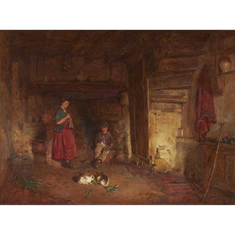 Appraisal: ALFRED PROVIS BRITISH - FEEDING THE PETS Oil on canvas