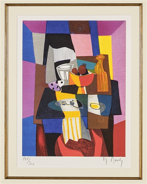 Appraisal: Lithograph by Marcel Mouly French - La Serviette Juane no