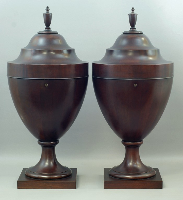 Appraisal: Pair of Shaped Mahogany Knife Boxes with fitted interiors rising