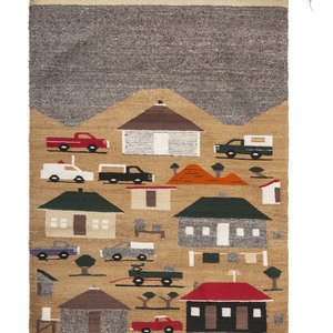 Appraisal: Navajo Pictoral Weaving Rug mid- th century made of hand-spun