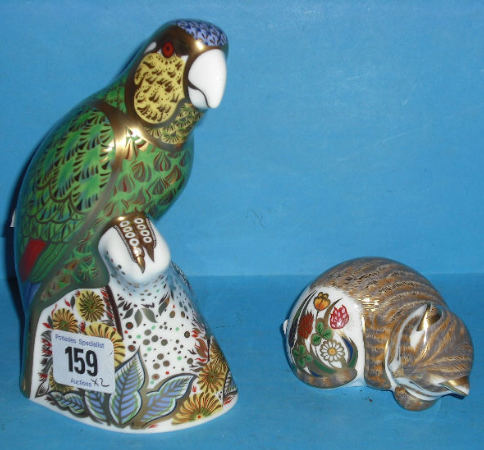 Appraisal: Royal Crown Derby Paperweights Amazon Green Parrot With Certificate And