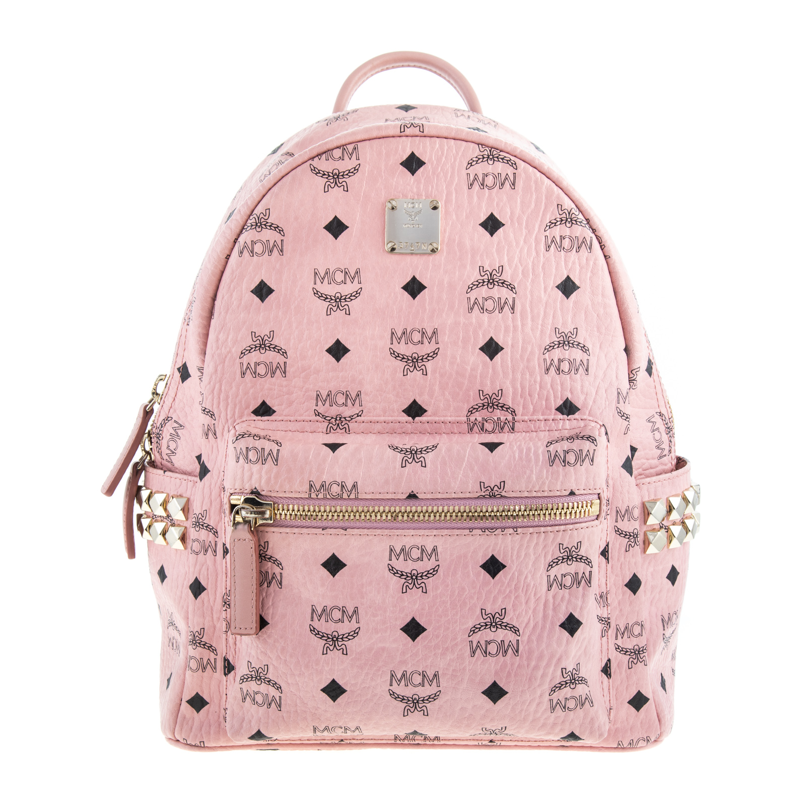 Appraisal: A MCM STARK SIDE STUD BACKPACK A pink coated canvas