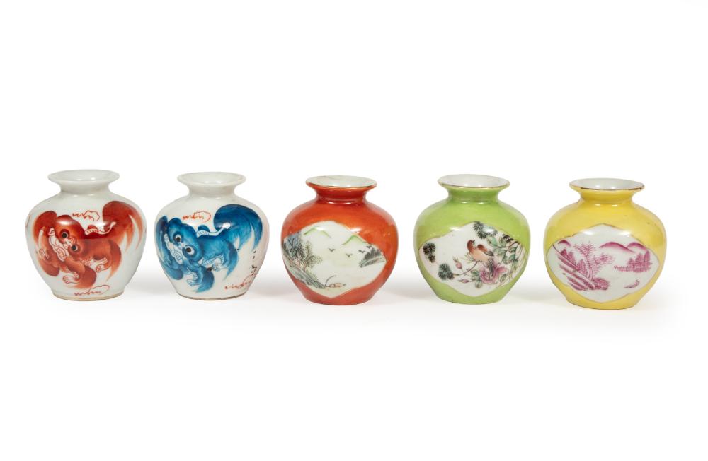 Appraisal: FIVE CHINESE PORCELAIN MINIATURE VASESCollection of Five Chinese Porcelain Miniature