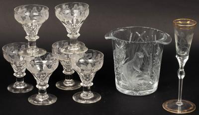 Appraisal: A set of six glass rummers a Moser champagne flute