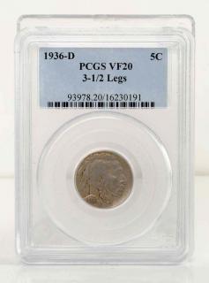 Appraisal: -D - Legged Buffalo Nickel PCGS VF