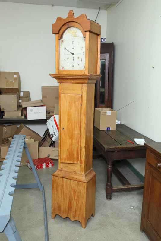 Appraisal: TALL CASE CLOCK Paint decorated dial wooden works and pine