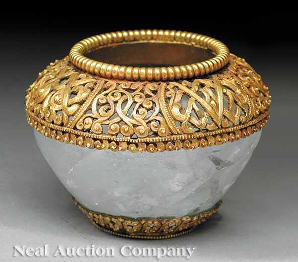 Appraisal: A Pair of Diminutive Rock Crystal and Gilt Bronze Bowls