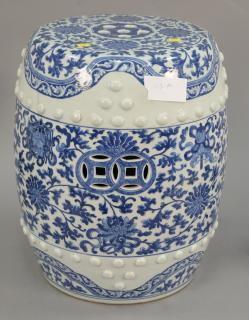 Appraisal: Blue and white Chinese garden seat as is repaired ht