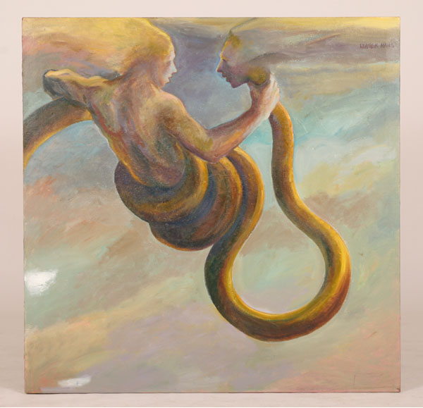 Appraisal: Doris Vlasek-Hails American - figure wrapped in serpent's body surreal