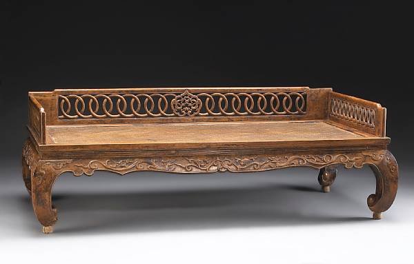 Appraisal: A carved walnut luohan bed Chuang Qing Dynasty th th