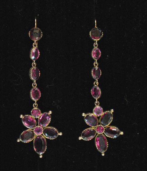 Appraisal: A PAIR OF ALMANDINE GARNET EARRINGS the five oval cushion-cut