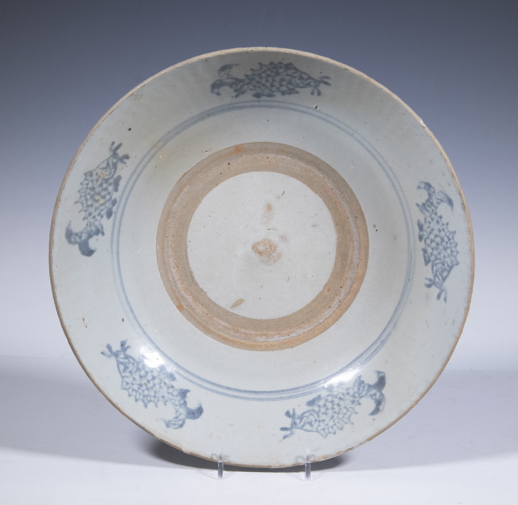 Appraisal: CHINESE SWATOW WARE BOWL Ming Style Blue and White Footed