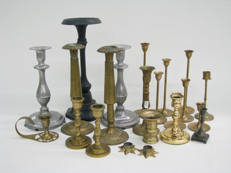 Appraisal: Group of vintage assorted candlesticks various metals-brass aluminum iron etc