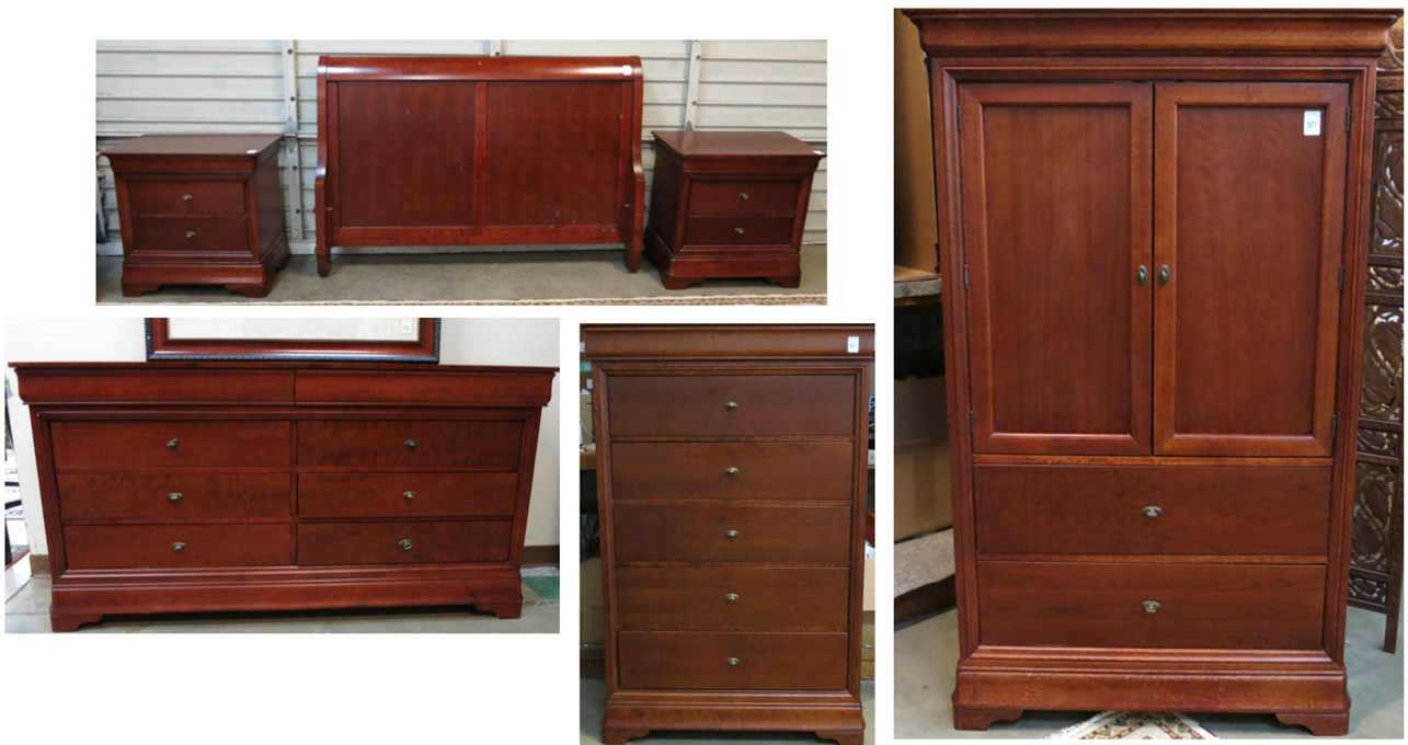 Appraisal: SIX-PIECE BEDROOM FURNITURE SET American Empire tradition cherry finish the