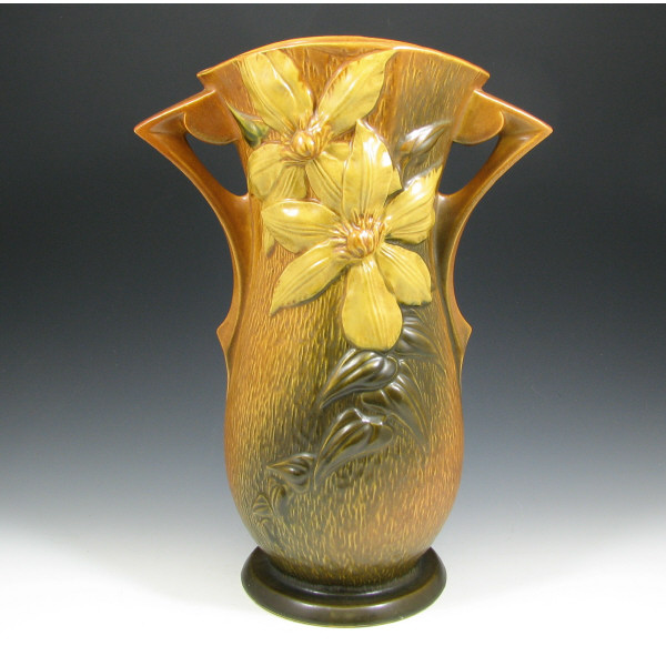 Appraisal: Roseville Clematis - Vase Roseville Clematis vase in brown Marked