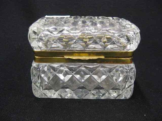 Appraisal: Cut Glass Dresser Box diamond design hinged top '' x