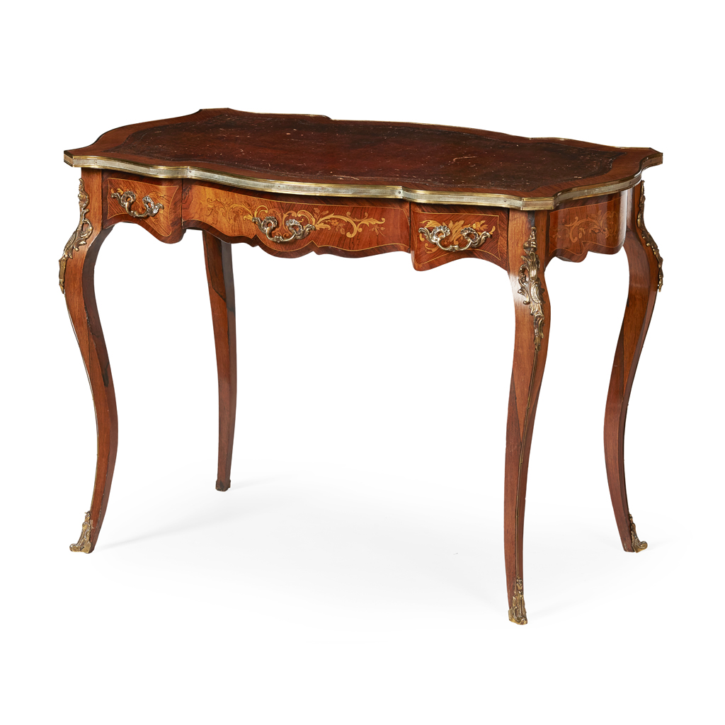 Appraisal: LOUIS XV STYLE KINGWOOD AMARANTH AND MARQUETRY BUREAU PLAT LATE