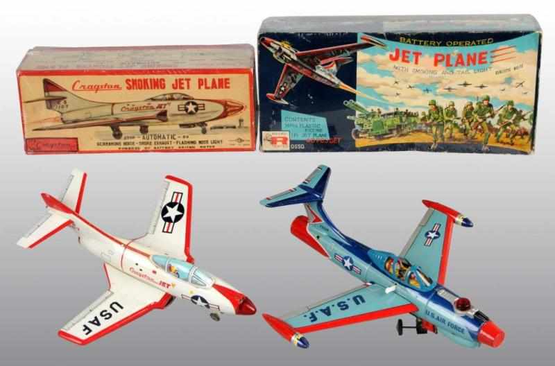 Appraisal: Lot of Tin USAF Plane Battery-Op Toys Description Japanese Working