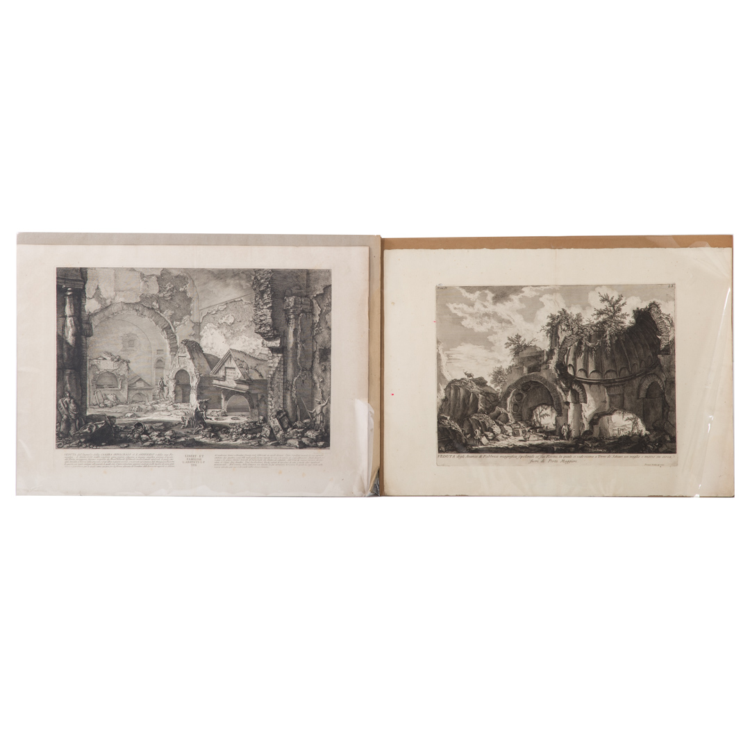 Appraisal: Giovanni Battista Piranesi unframed engravings Italian - Veduta dell'Ingresso della