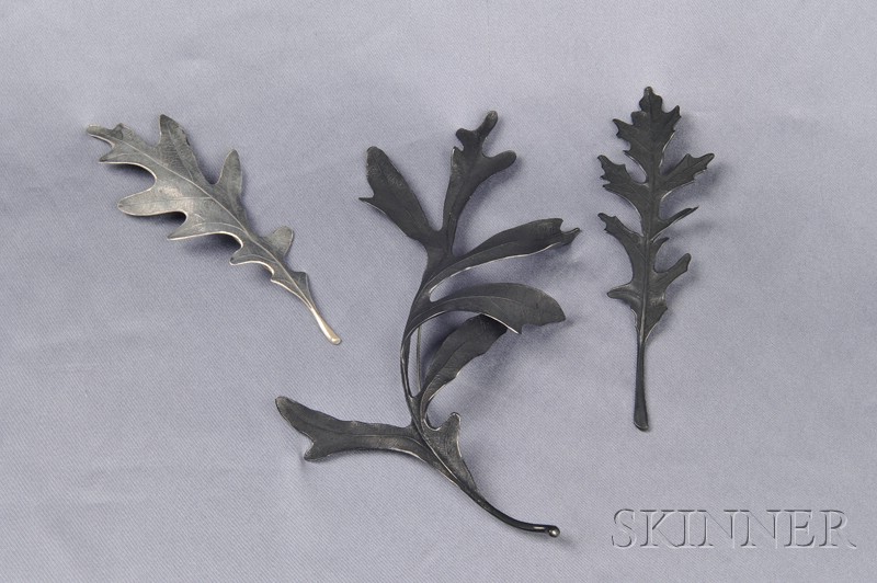 Appraisal: Set of Artist-Designed Patinated Silver Brooches John Iverson each designed