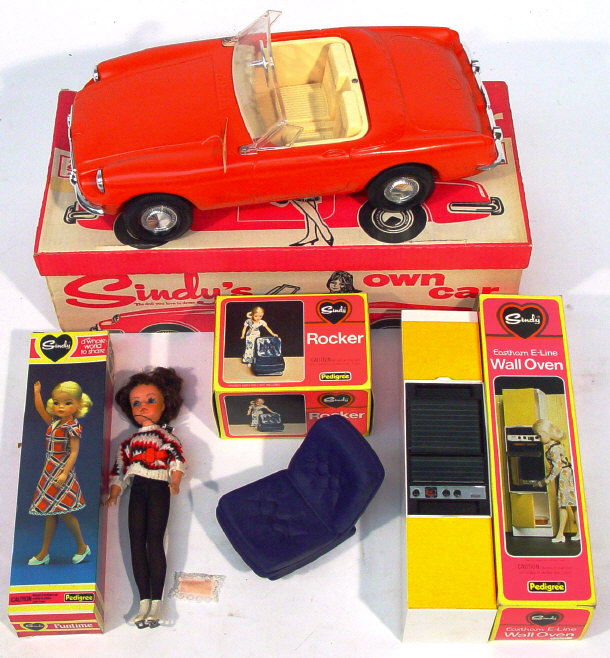 Appraisal: Boxed Pedigree Sindy doll car a boxed Sindy doll boxed