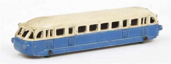 Appraisal: FRENCH DINKY BUGATTI RAILCAR off-white upper mid-blue lower green plastic