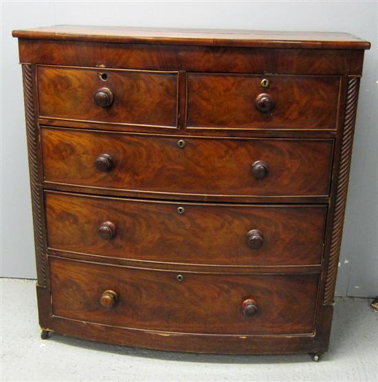 Appraisal: th century mahogany chest of two short and three long