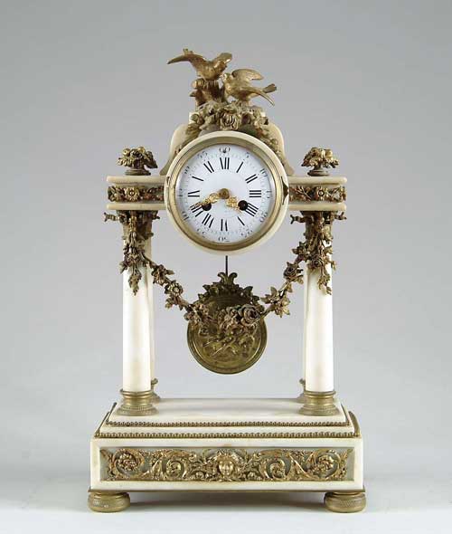 Appraisal: FINE WHITE MARBLE AND ORMOLU FRENCH MANTLE CLOCK Brass works