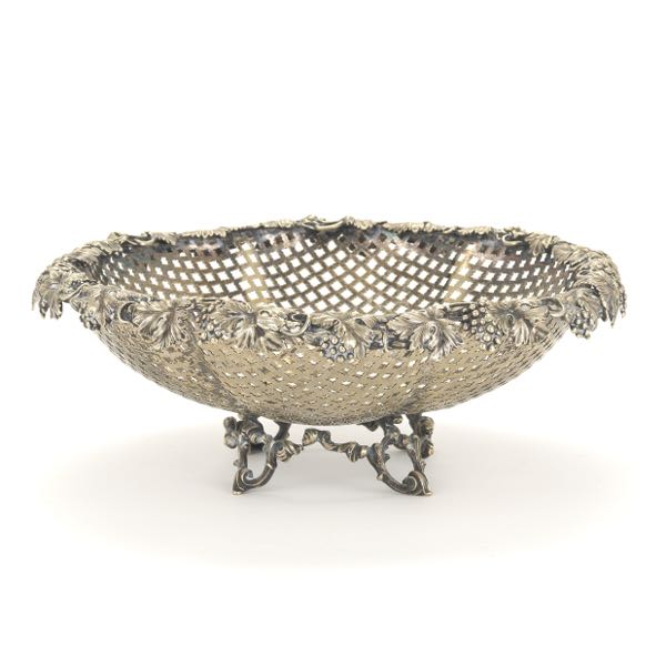 Appraisal: BELLE EPOQUE SILVER PLATED GRAPE FOOTED BASKET CA LATE TH