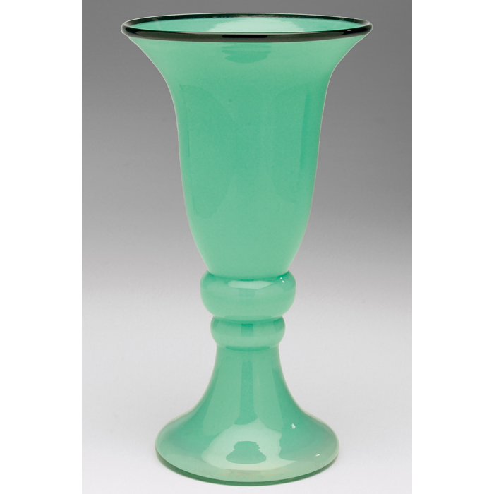 Appraisal: Czech vase flaring fromin aqua glass with appliedblue rim ''h