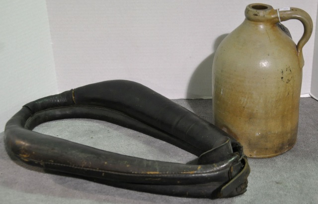 Appraisal: One Gallon Stoneware Jug high Along with a horse collar