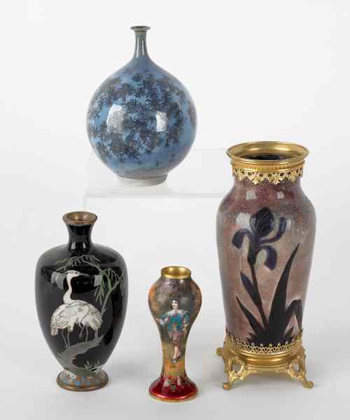 Appraisal: Four enameled vases th c tallest -