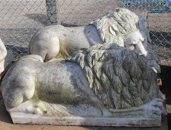 Appraisal: A pair of Indian carved white marble figures of recumbent