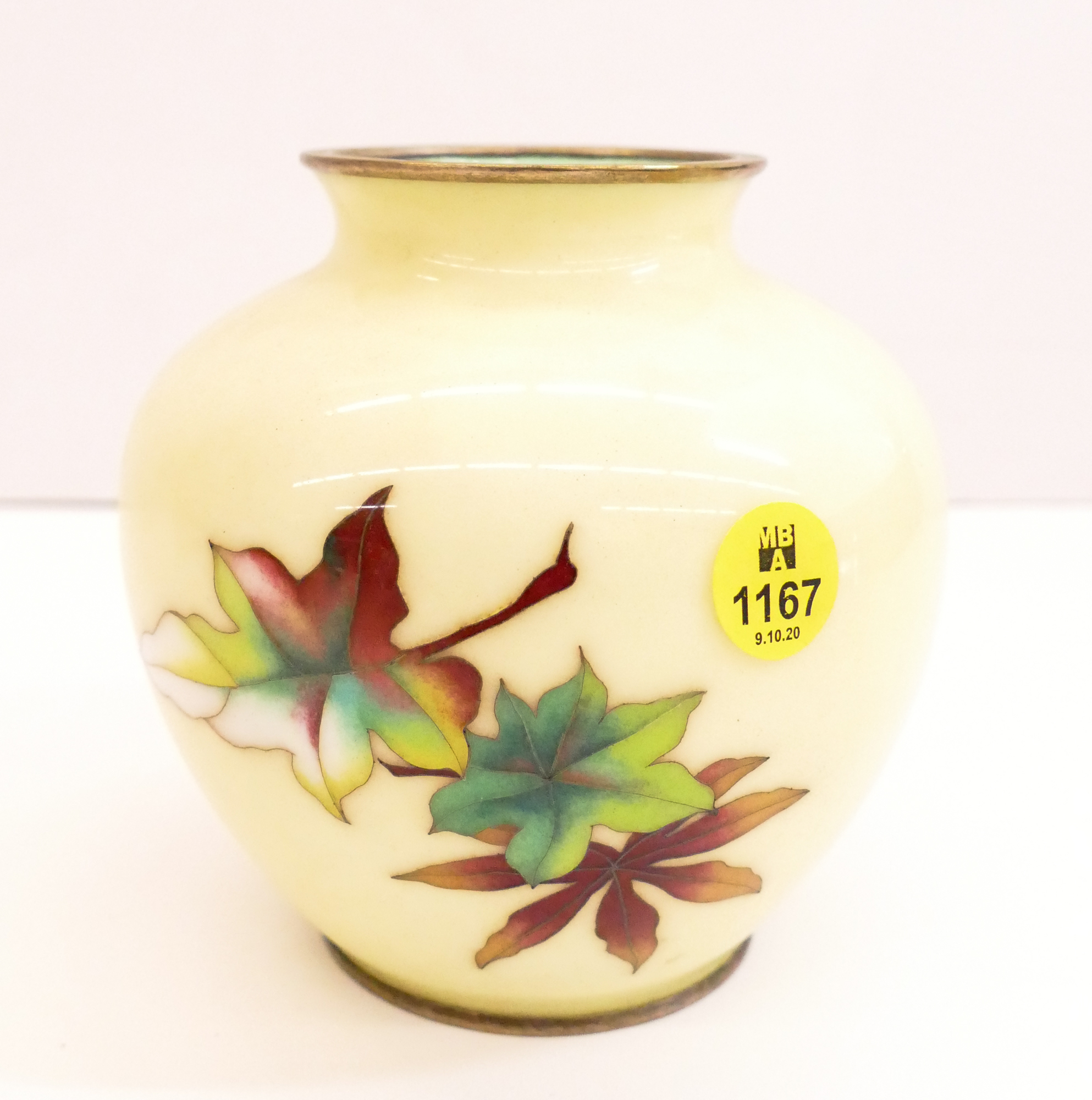 Appraisal: Japanese Cloisonne Maple Leaf Vase- ''