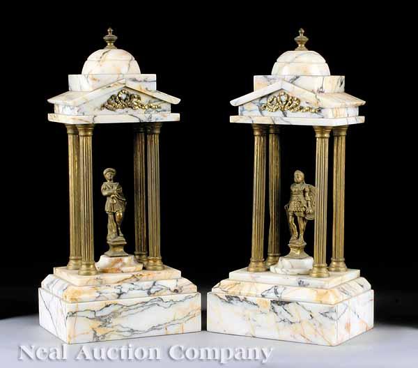 Appraisal: A Pair of Continental Bronze and Marble Grand Tour Temples