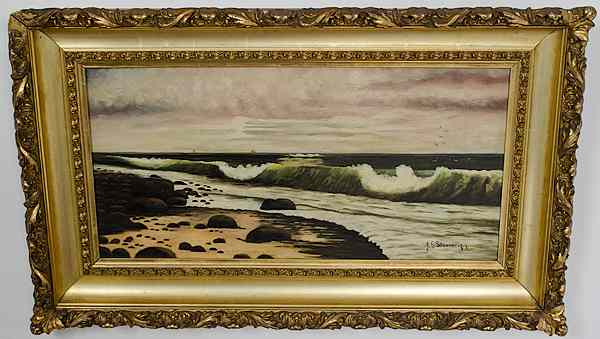 Appraisal: J S Steere Beach Scene Oil on Canvas Signed and