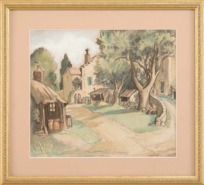 Appraisal: JULES ANDRE SMITH American - FRENCH VILLAGE SCENE Watercolor scene