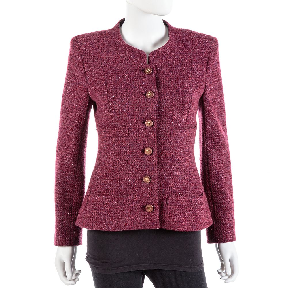 Appraisal: Chanel Burgundy Cashmere Jacket Autumn French size