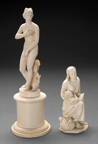 Appraisal: A group of two European style carved ivory figures height