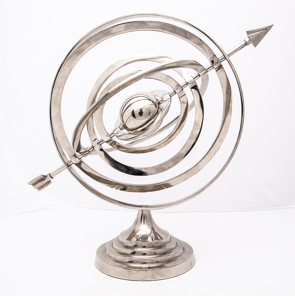 Appraisal: Astrolabe Spherical Armillary Sphere Aluminum Spherical astrolabe six-ring armillary sphere